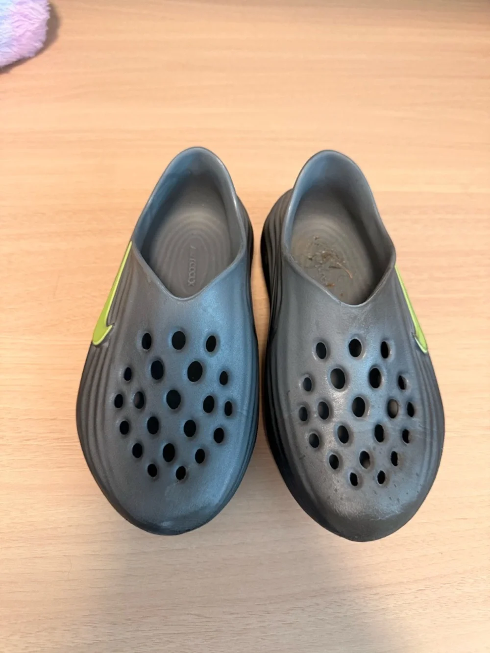 Nike Kids Black Slip-On Water Shoes with Lime Swoosh